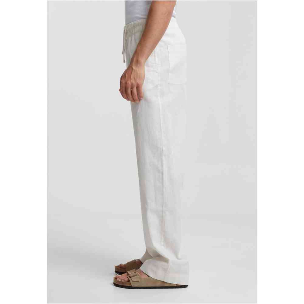 Urban Classics - Loose Cotton Linen Broek rechte pijpen - Creme